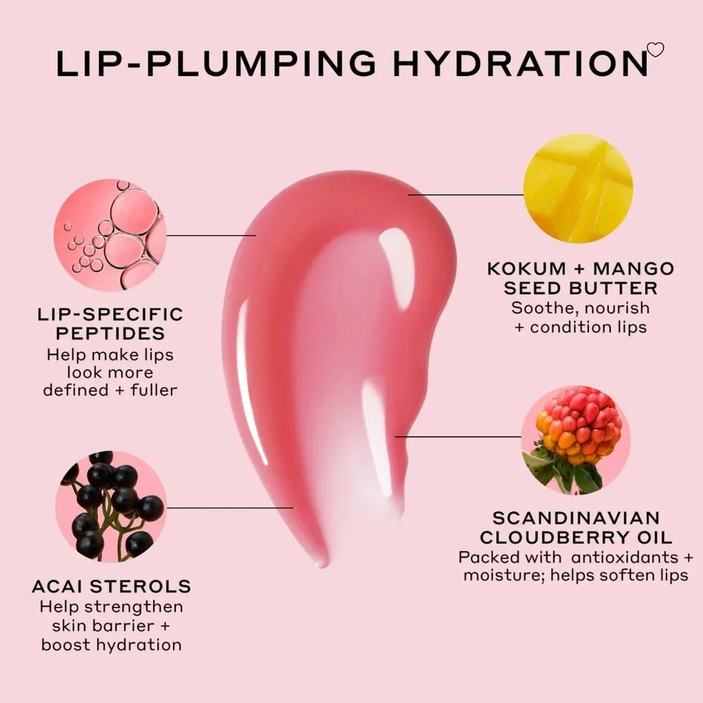 OLE HENRIKSEN FULL SIZE STRAWBERRY SORBET POUT PEPTIDE LIP TREATMENT LIPGLOSS
